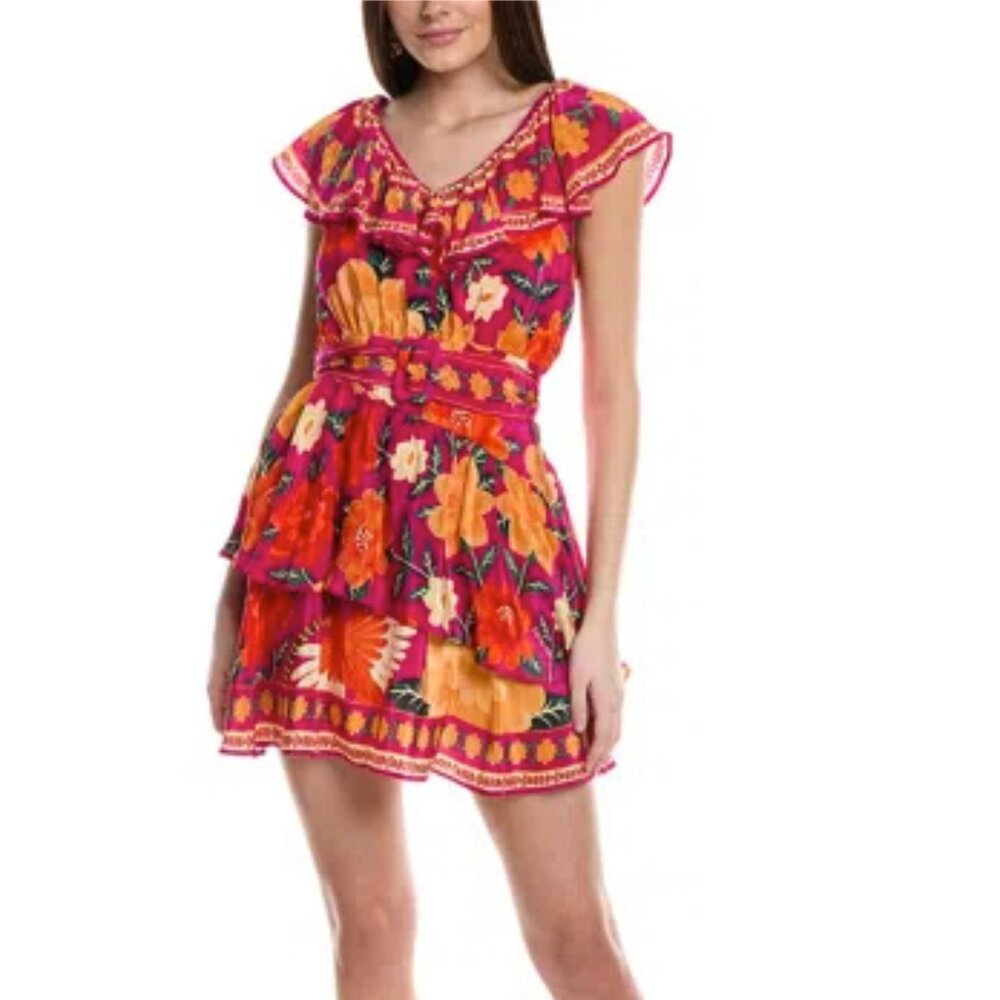 FARM Rio Pink & Orange Floral Mini Dress